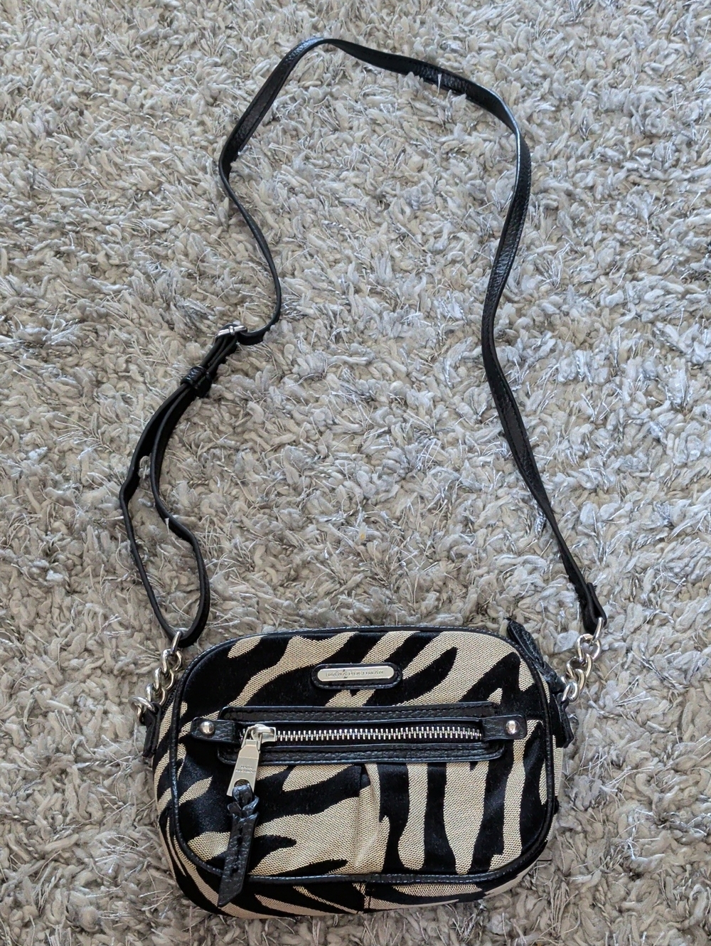 Dana Buchman Black and Cream Zebra Crossbody Bag